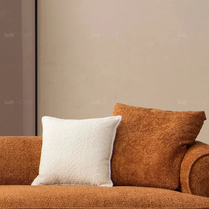 Minimalist teddy fabric 4 seater sofa elegant conceptual design.