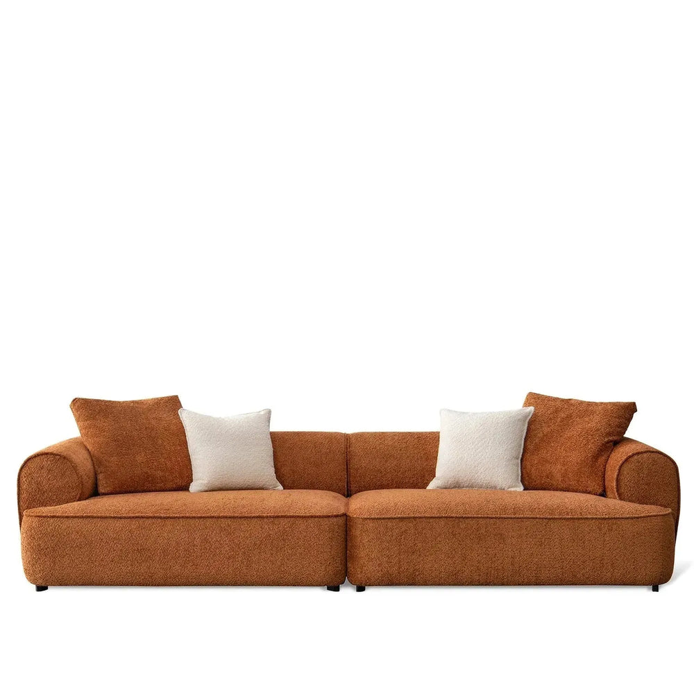 Minimalist teddy fabric 4 seater sofa elegant in white background.