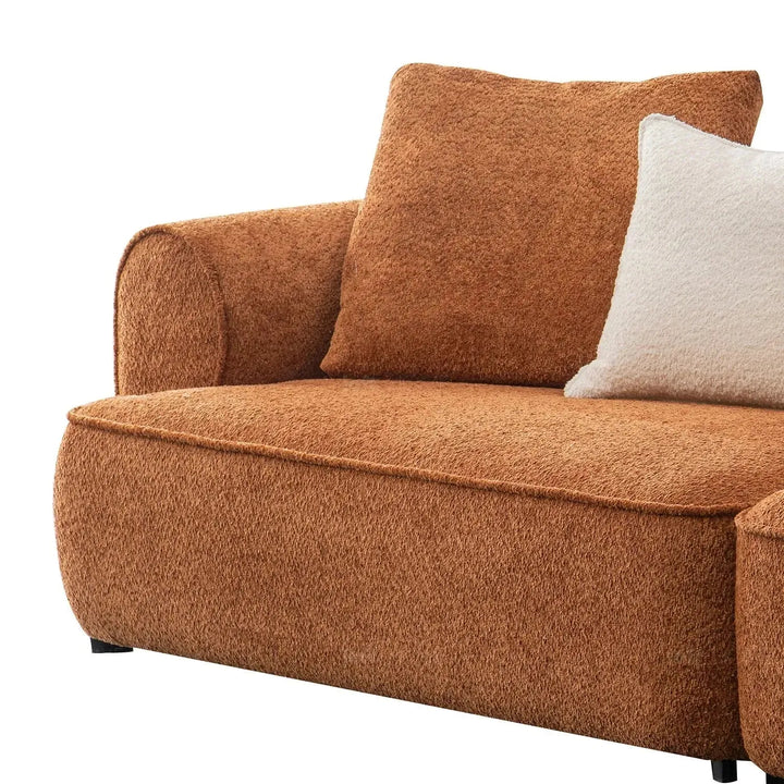 Minimalist teddy fabric 4 seater sofa elegant in real life style.
