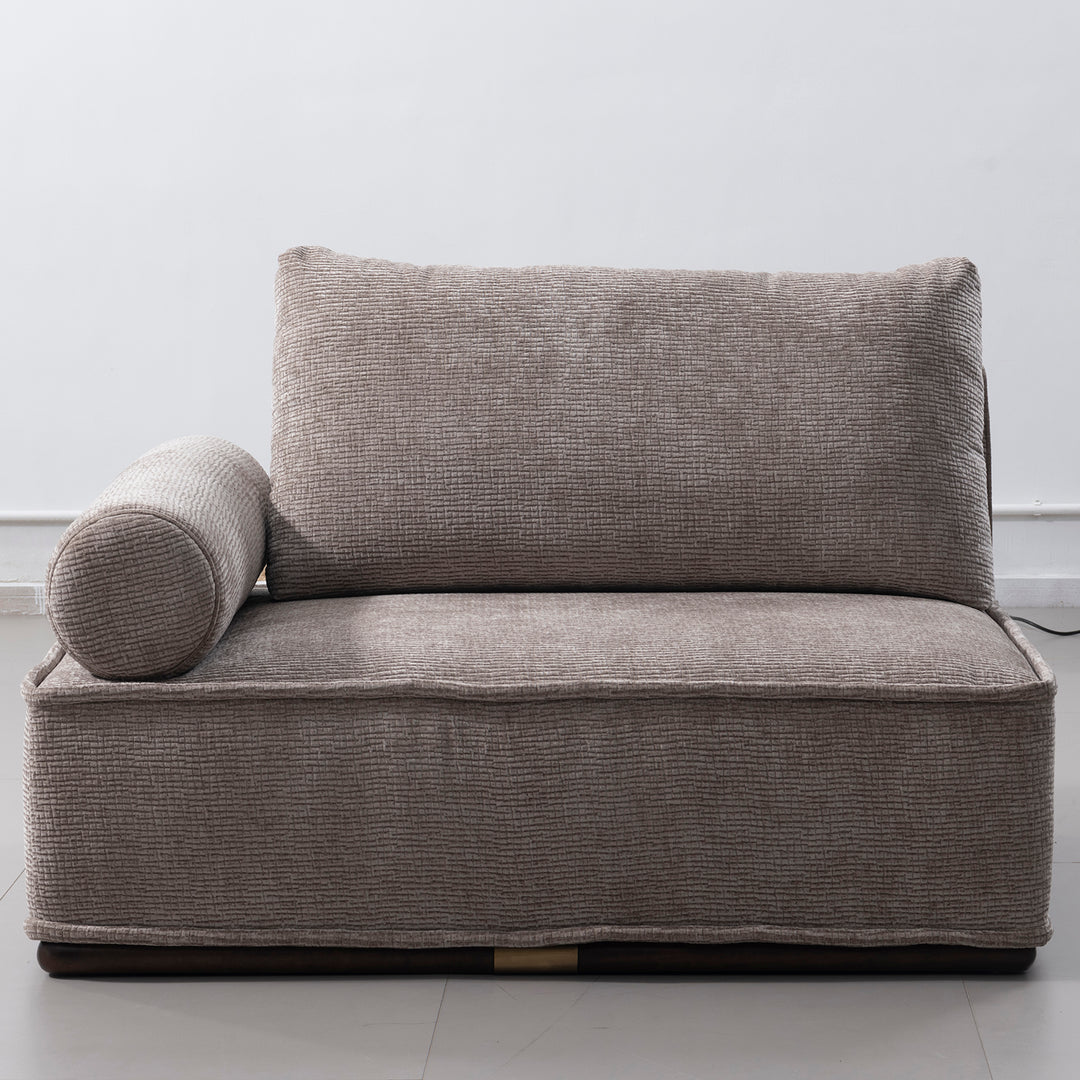 Minimalist corduroy velvet fabric sectional 5 seater sofa cordy in close up details.