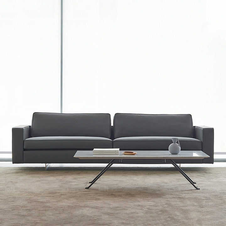 Minimalist fabric 2 seater sofa vemb in panoramic view.