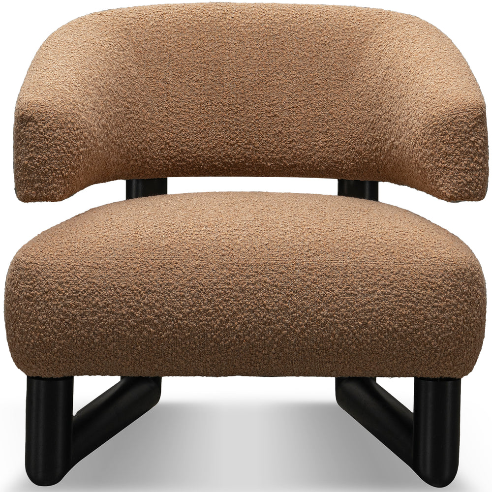 Cream boucle fabric 1 seater sofa arc in white background.