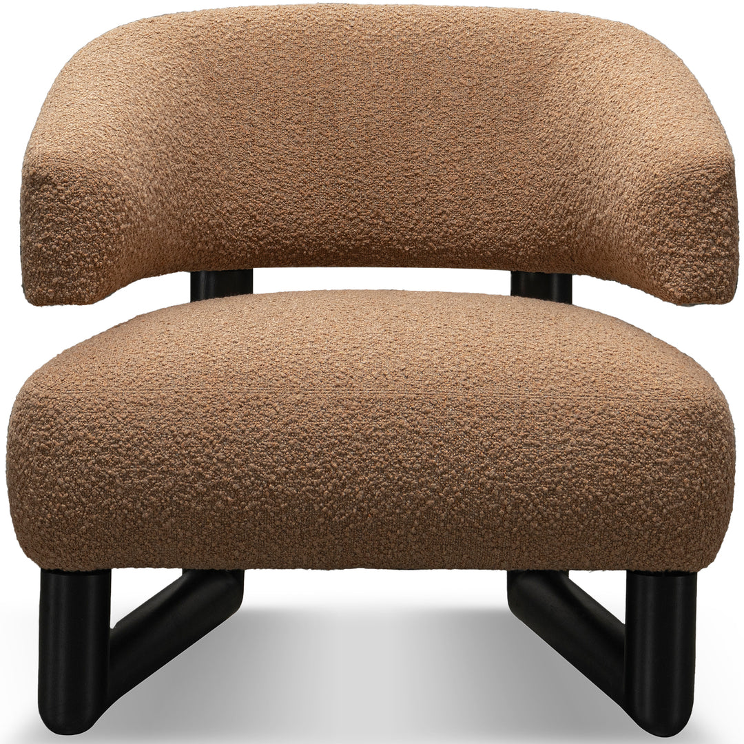 Cream boucle fabric 1 seater sofa arc in white background.