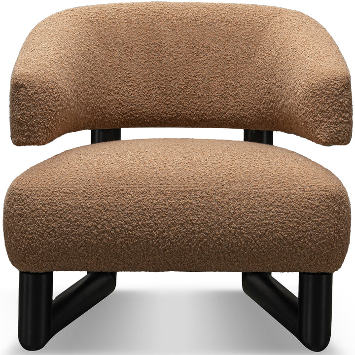 Cream boucle fabric 1 seater sofa arc in white background.