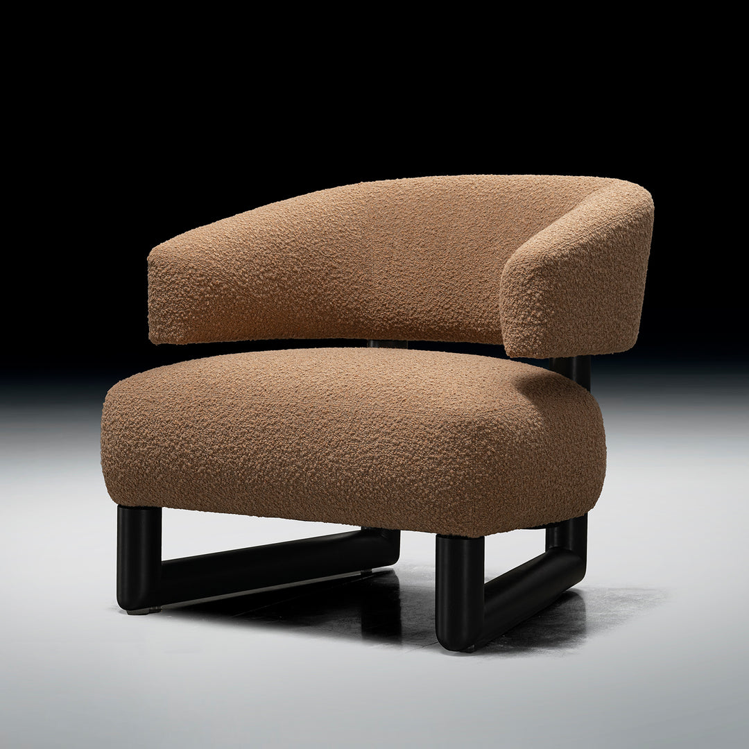 Cream boucle fabric 1 seater sofa arc primary product view.