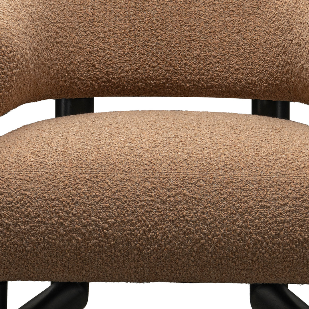 Cream boucle fabric 1 seater sofa arc color swatches.