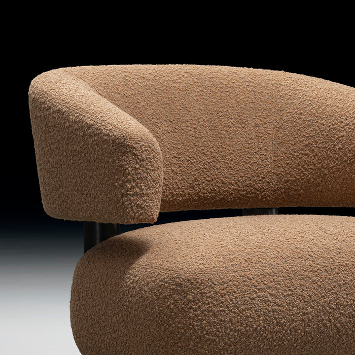 Cream boucle fabric 1 seater sofa arc material variants.