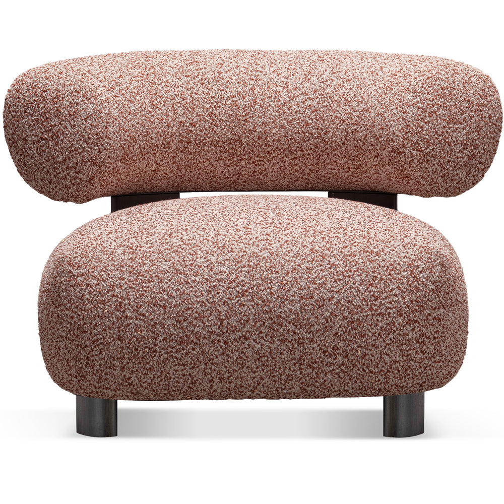 Cream boucle fabric 1 seater sofa bubble in white background.