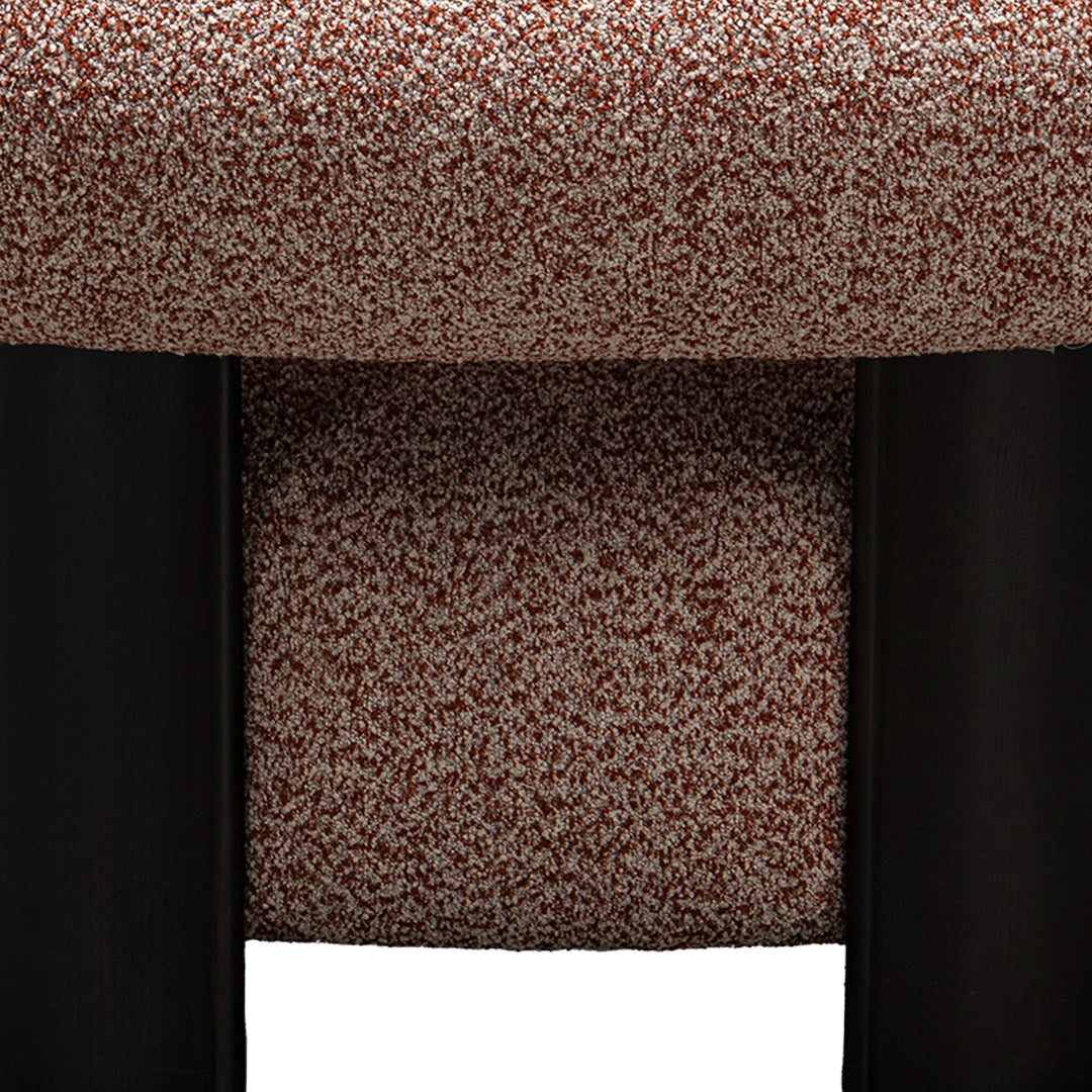 Cream boucle fabric 1 seater sofa bubble with context.