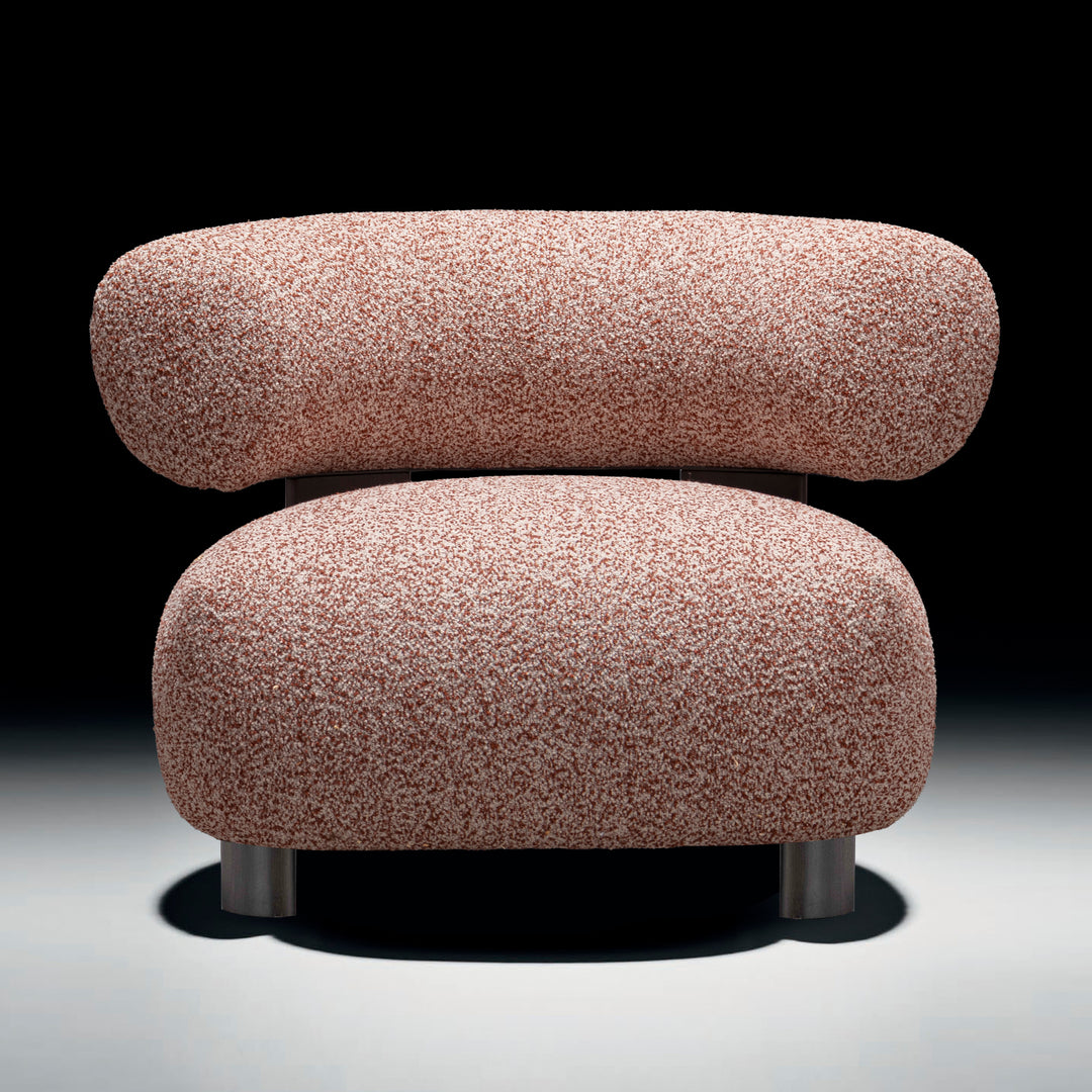 Cream boucle fabric 1 seater sofa bubble primary product view.