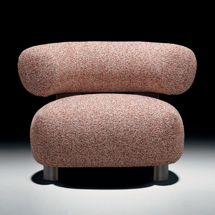 Cream boucle fabric 1 seater sofa bubble primary product view.