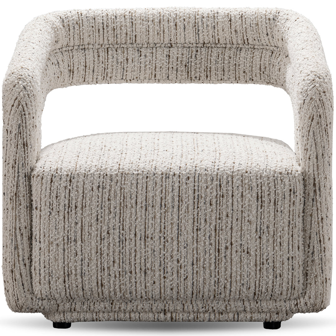 Modern boucle fabric 1 seater sofa kaburi in panoramic view.