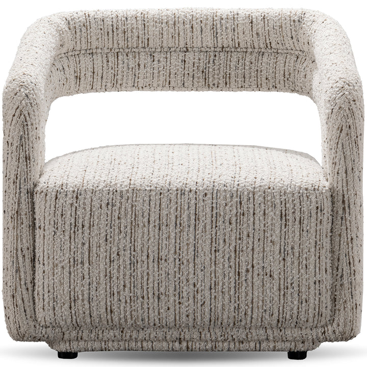 Modern boucle fabric 1 seater sofa kaburi in panoramic view.