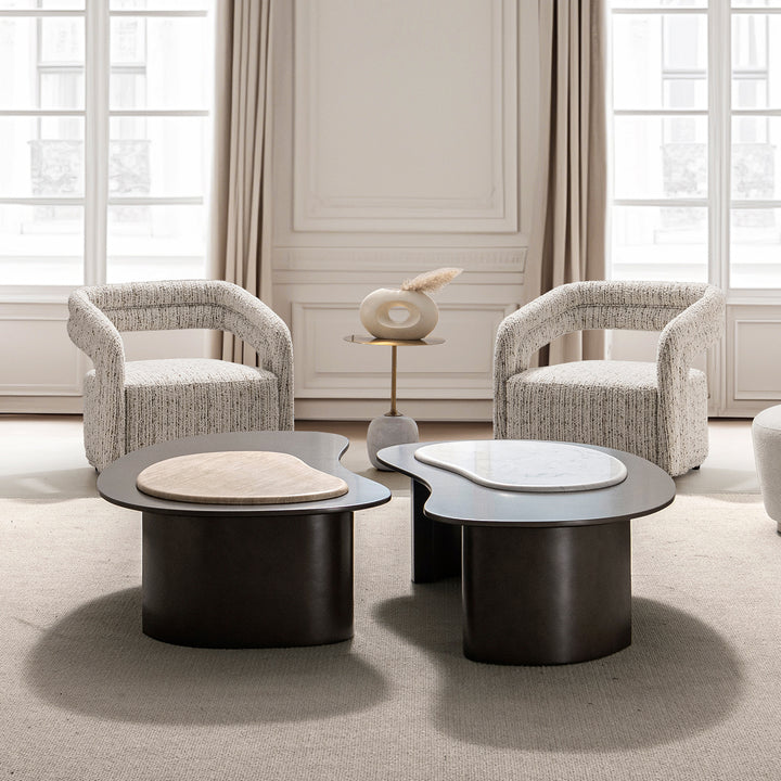 Modern boucle fabric 1 seater sofa kaburi primary product view.