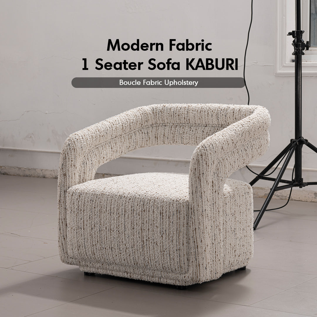 Modern boucle fabric 1 seater sofa kaburi material variants.