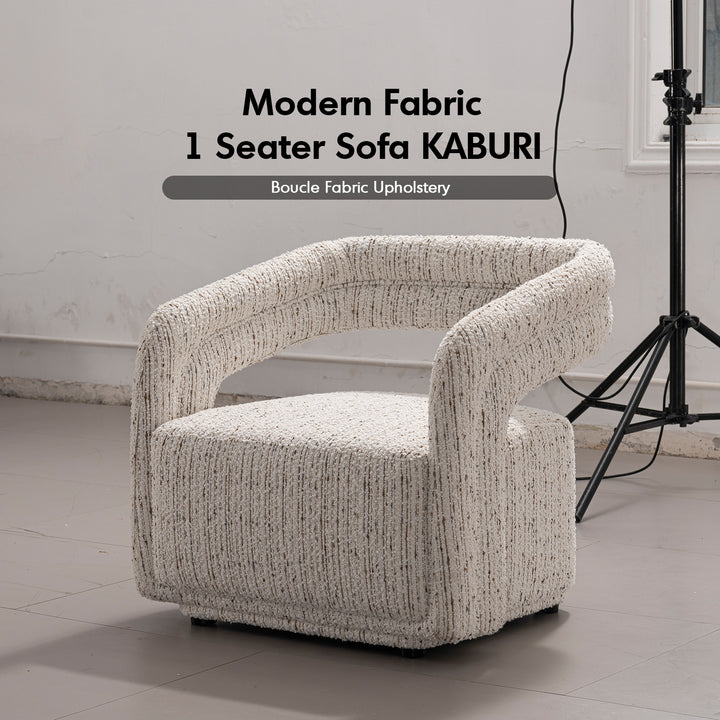 Modern boucle fabric 1 seater sofa kaburi material variants.