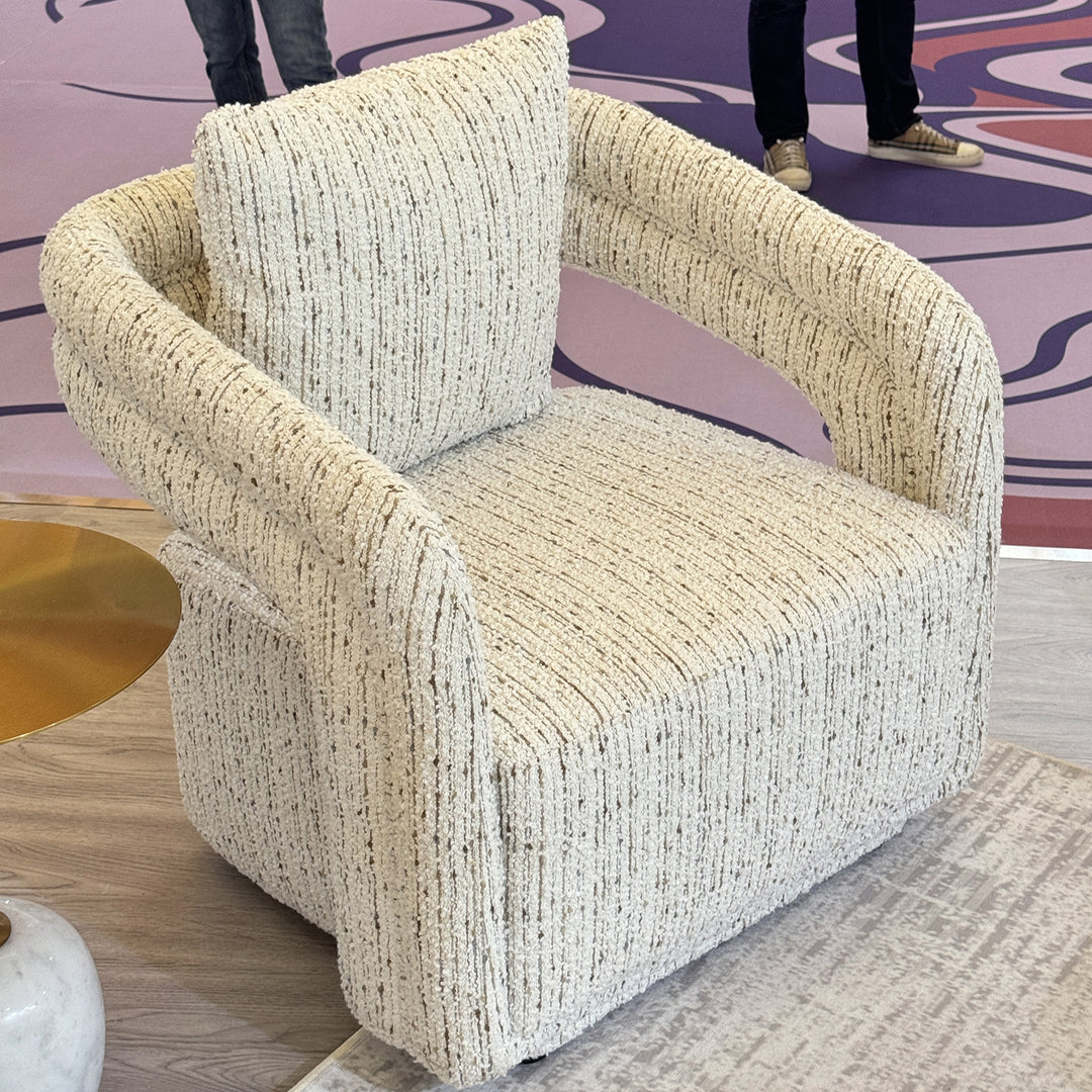 Modern boucle fabric 1 seater sofa kaburi with context.
