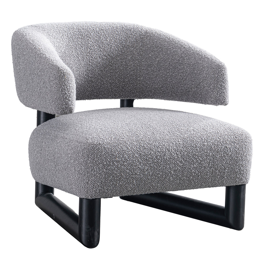 Modern boucle fabric 1 seater sofa miroo in white background.