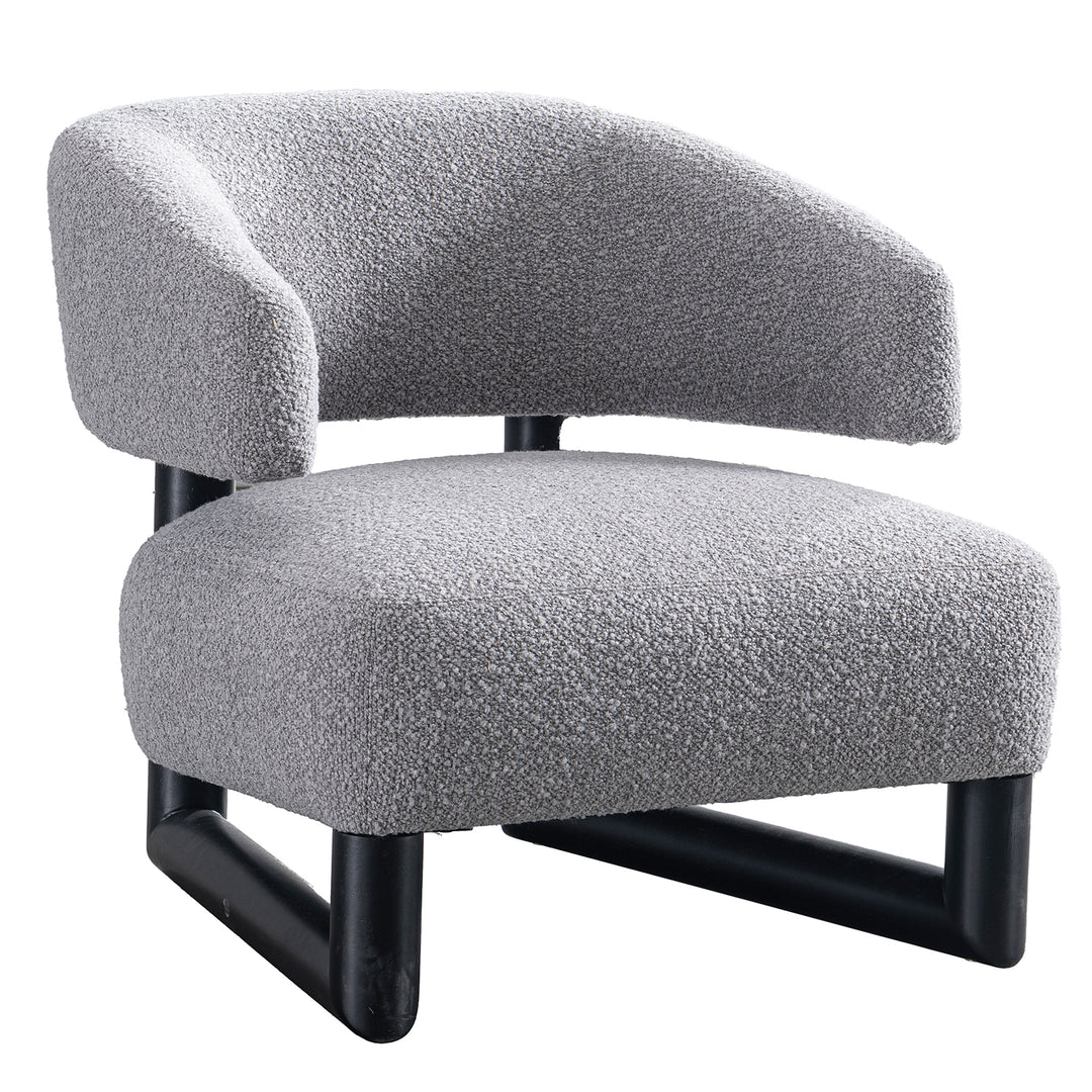 Modern boucle fabric 1 seater sofa miroo in white background.
