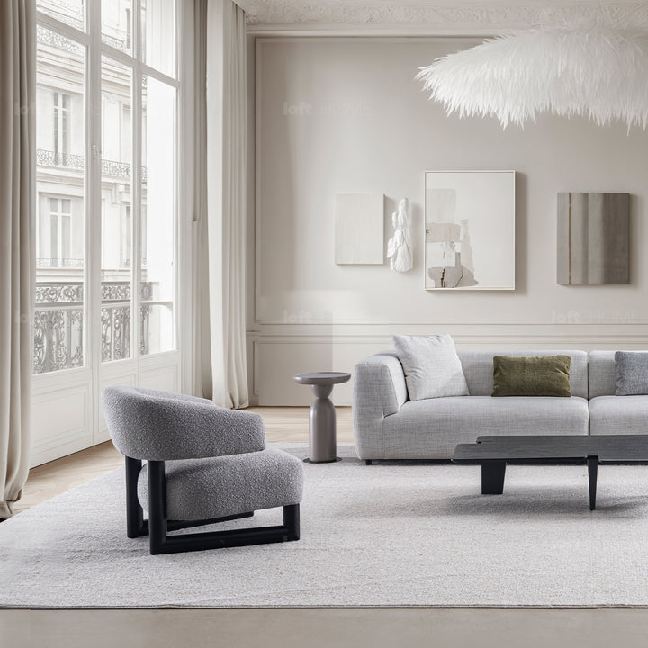 Modern boucle fabric 1 seater sofa miroo color swatches.