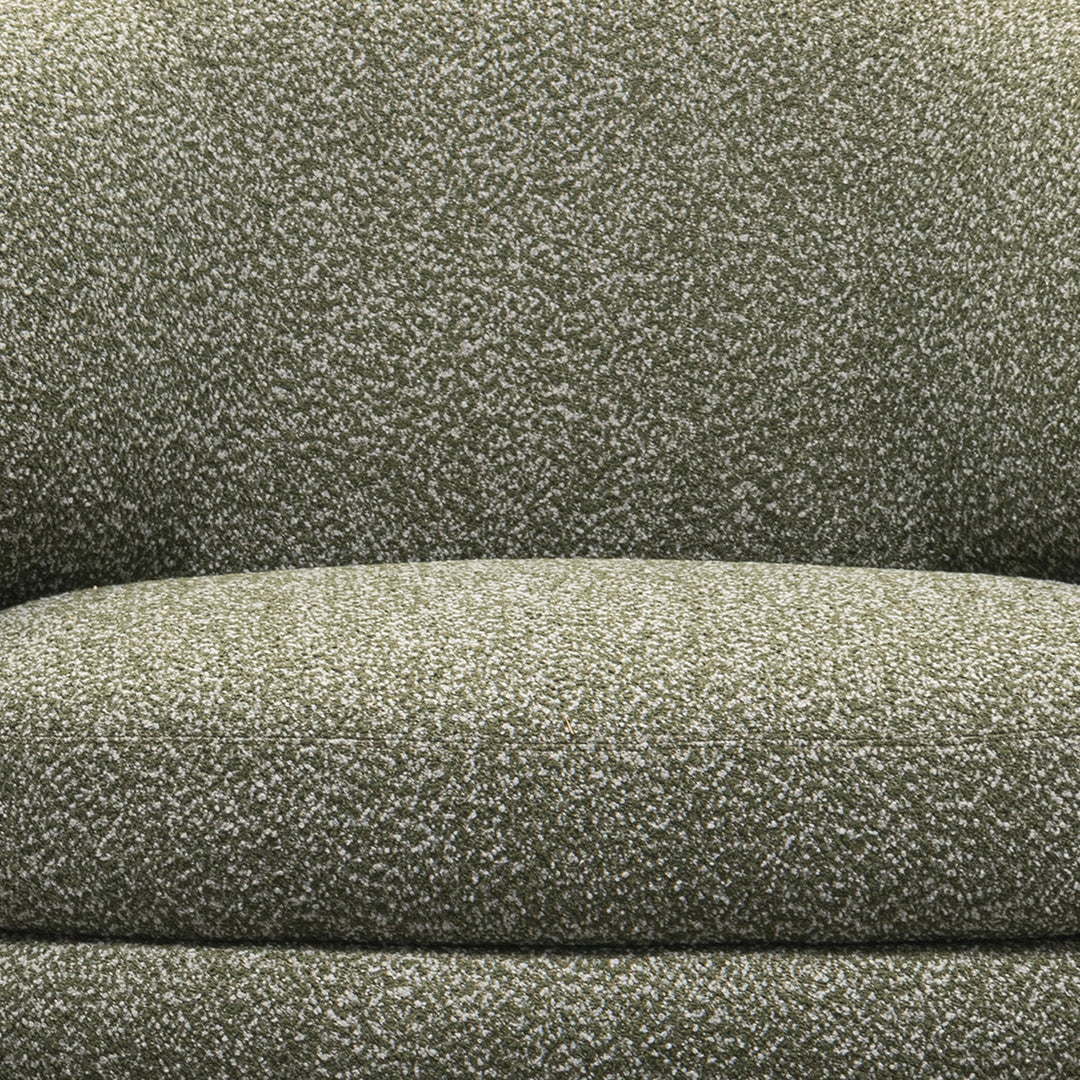 Cream boucle fabric 1 seater sofa moss material variants.