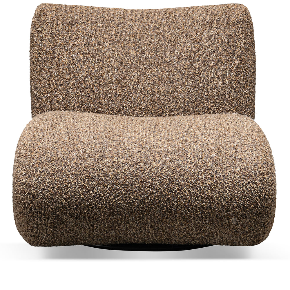 Cream boucle fabric 1 seater sofa pod in white background.