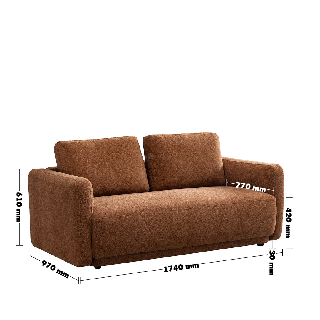 Modern boucle fabric 2 seater sofa rusty size charts.