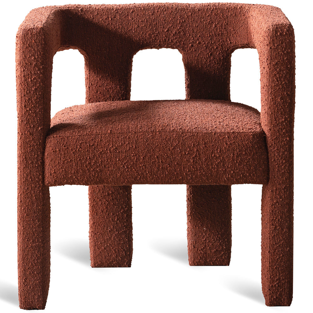 Cream boucle fabric dining chair sienna in white background.