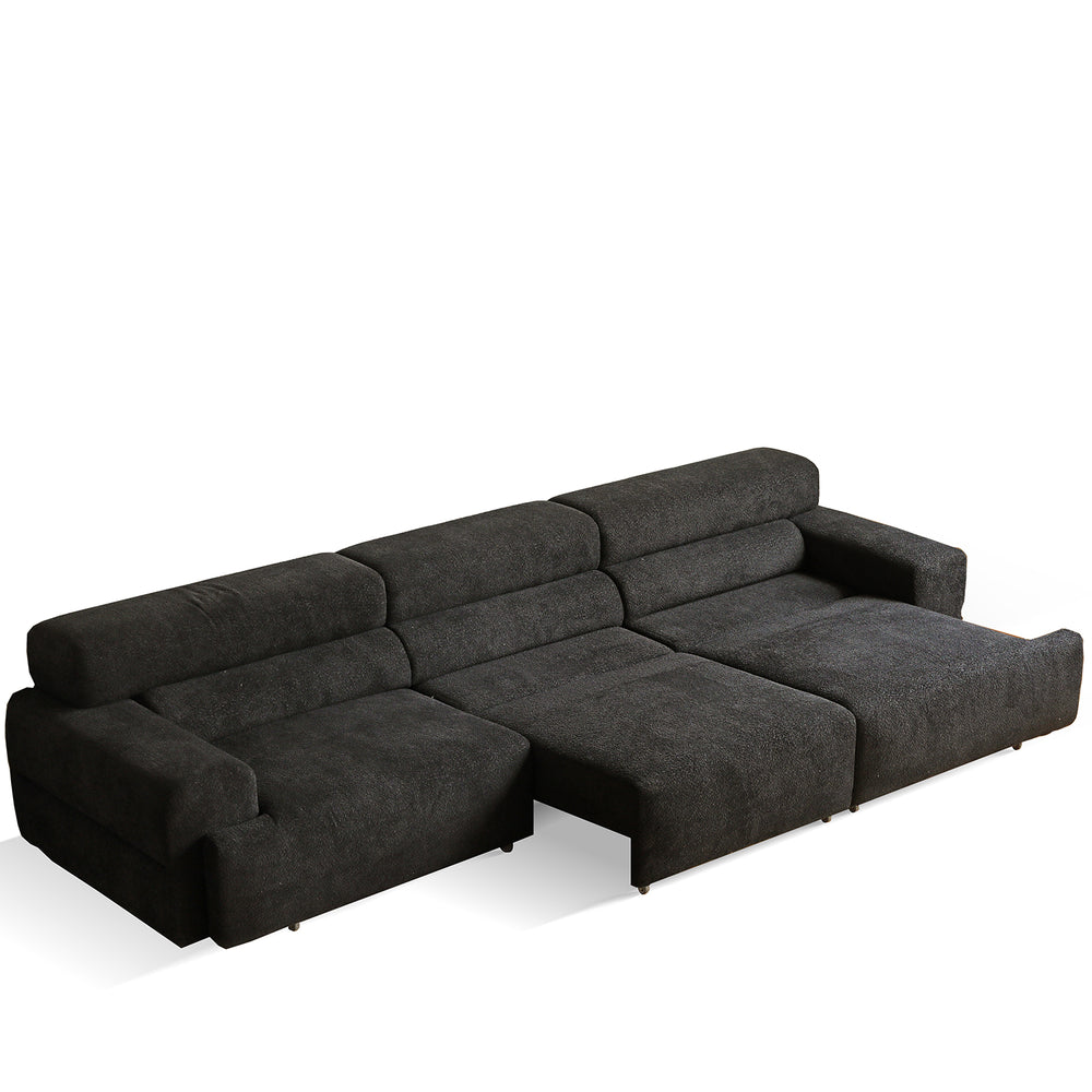 Cream boucle fabric electric functional 4 seater sofa bed sleepo in white background.