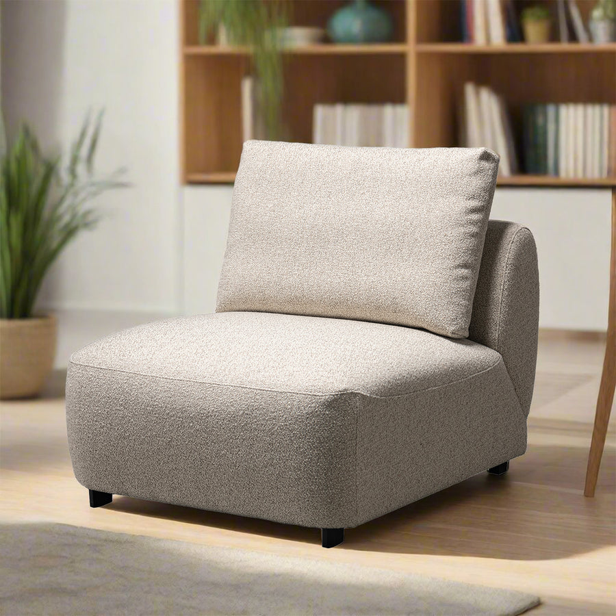 Cream boucle fabric modular armless 1 seater sofa serene primary product view.