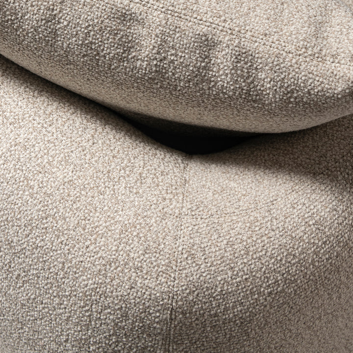 Cream boucle fabric modular armless 1 seater sofa serene color swatches.