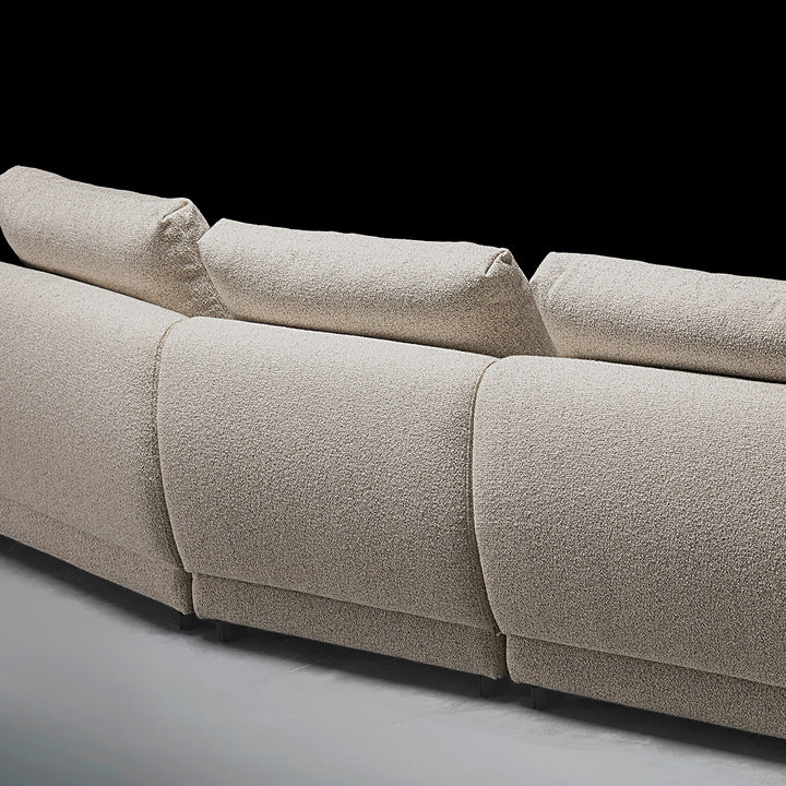 Cream boucle fabric modular armless 1 seater sofa serene material variants.