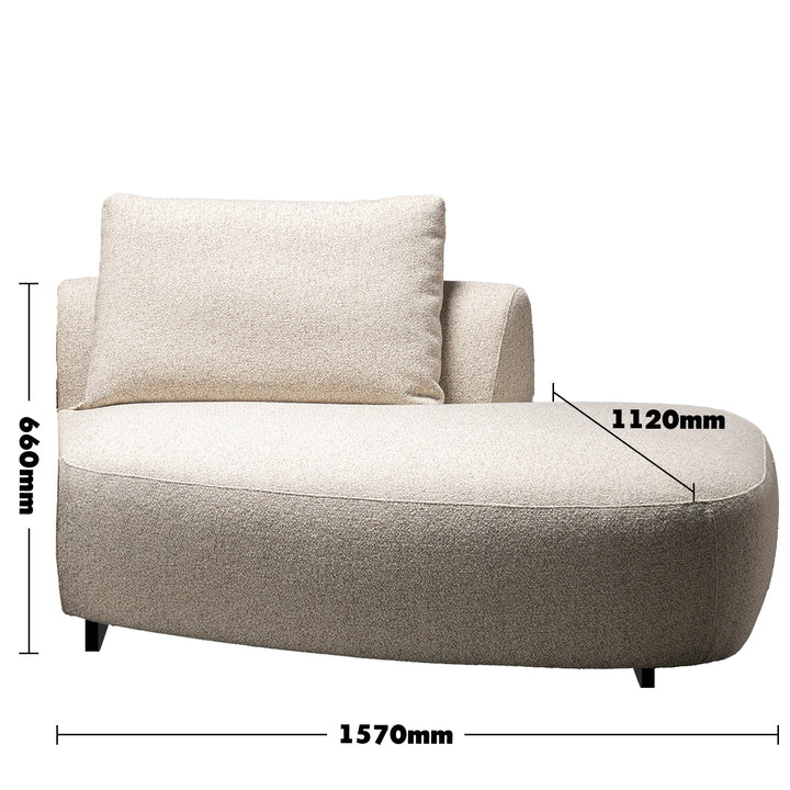Cream boucle fabric modular chaise 2 seater sofa serene primary product view.