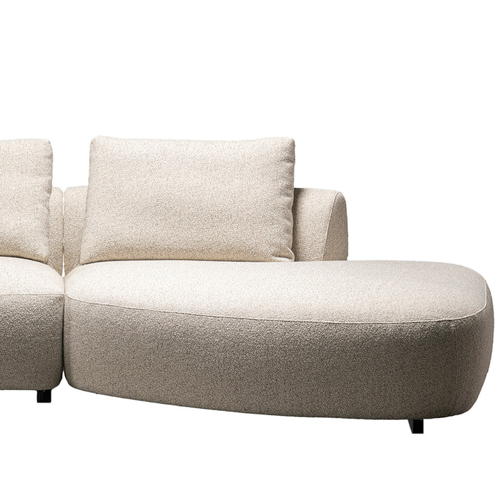 Cream boucle fabric modular chaise 2 seater sofa serene in real life style.