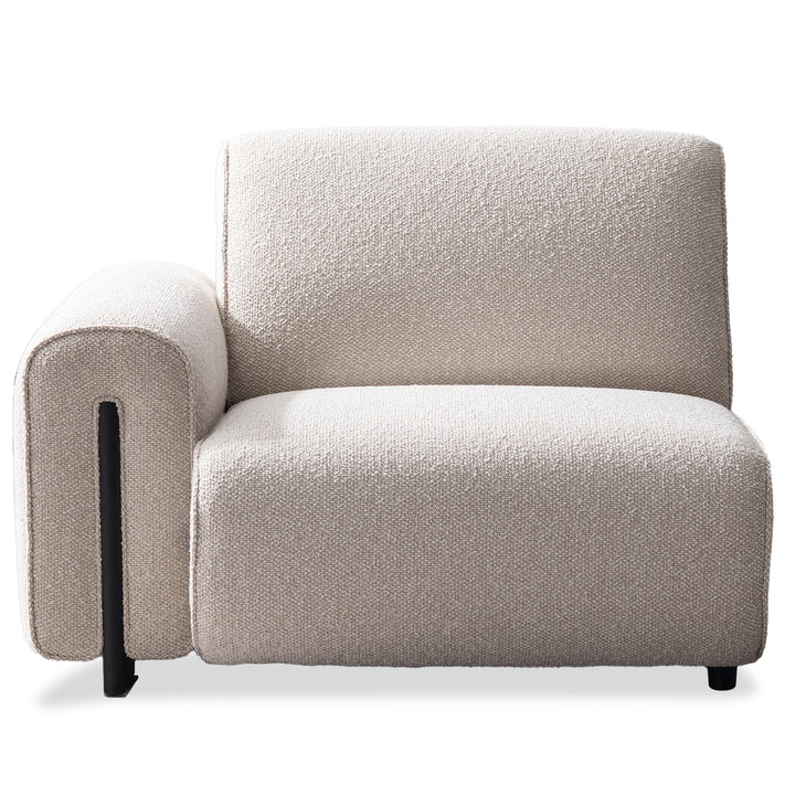 Minimalist boucle fabric modular corner 1 seater sofa colle conceptual design.