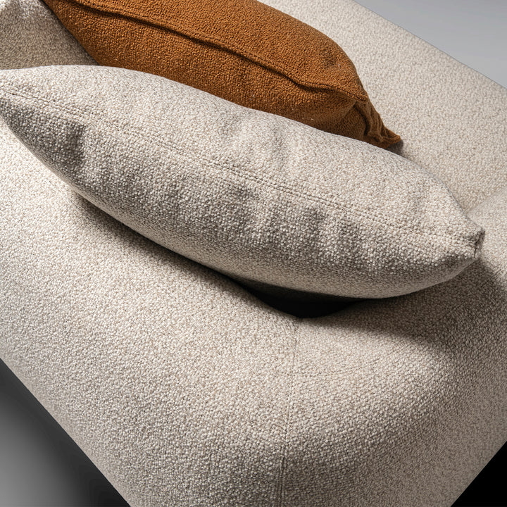 Cream boucle fabric modular corner 1 seater sofa serene in real life style.