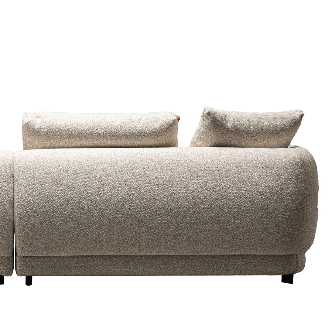 Cream boucle fabric modular corner 1 seater sofa serene with context.