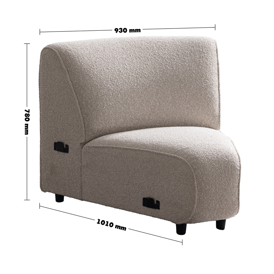 Minimalist boucle fabric modular joint connection 1 seater sofa colle size charts.