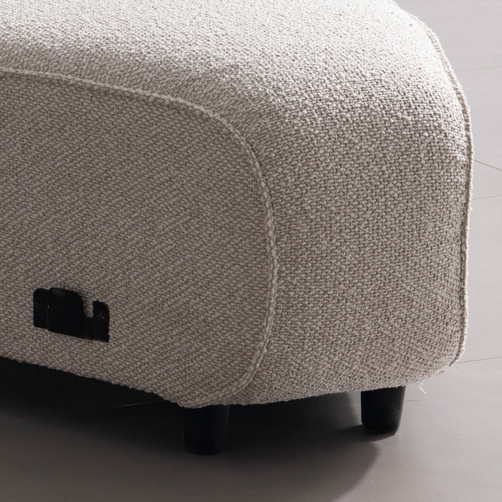 Minimalist boucle fabric modular joint connection 1 seater sofa colle in details.