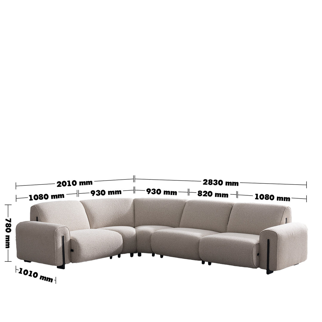 Minimalist boucle fabric modular l shape sectional sofa colle 4+l size charts.