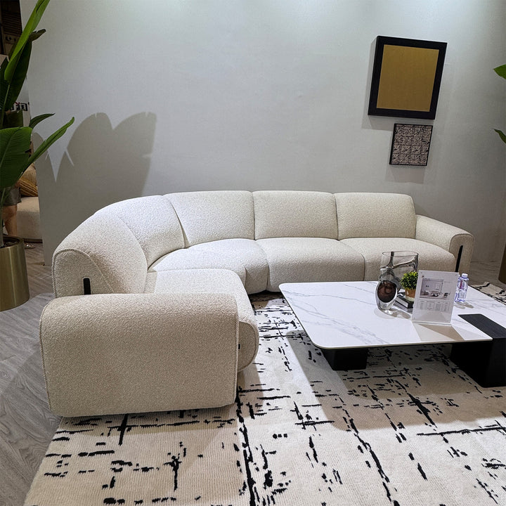 Minimalist boucle fabric modular l shape sectional sofa colle 4+l with context.