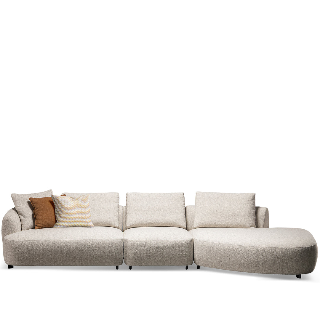 Cream boucle fabric modular l shape sectional sofa serene 3+l conceptual design.