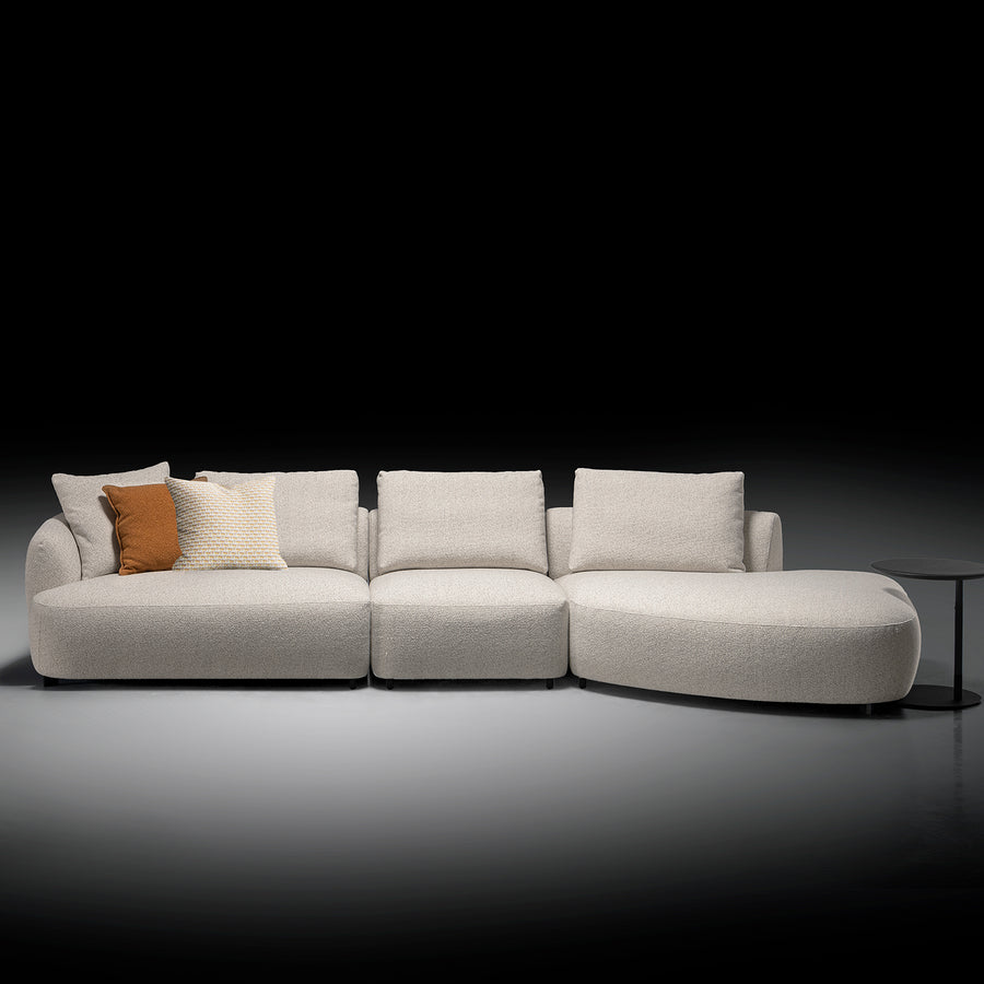 Cream boucle fabric modular l shape sectional sofa serene 3+l primary product view.