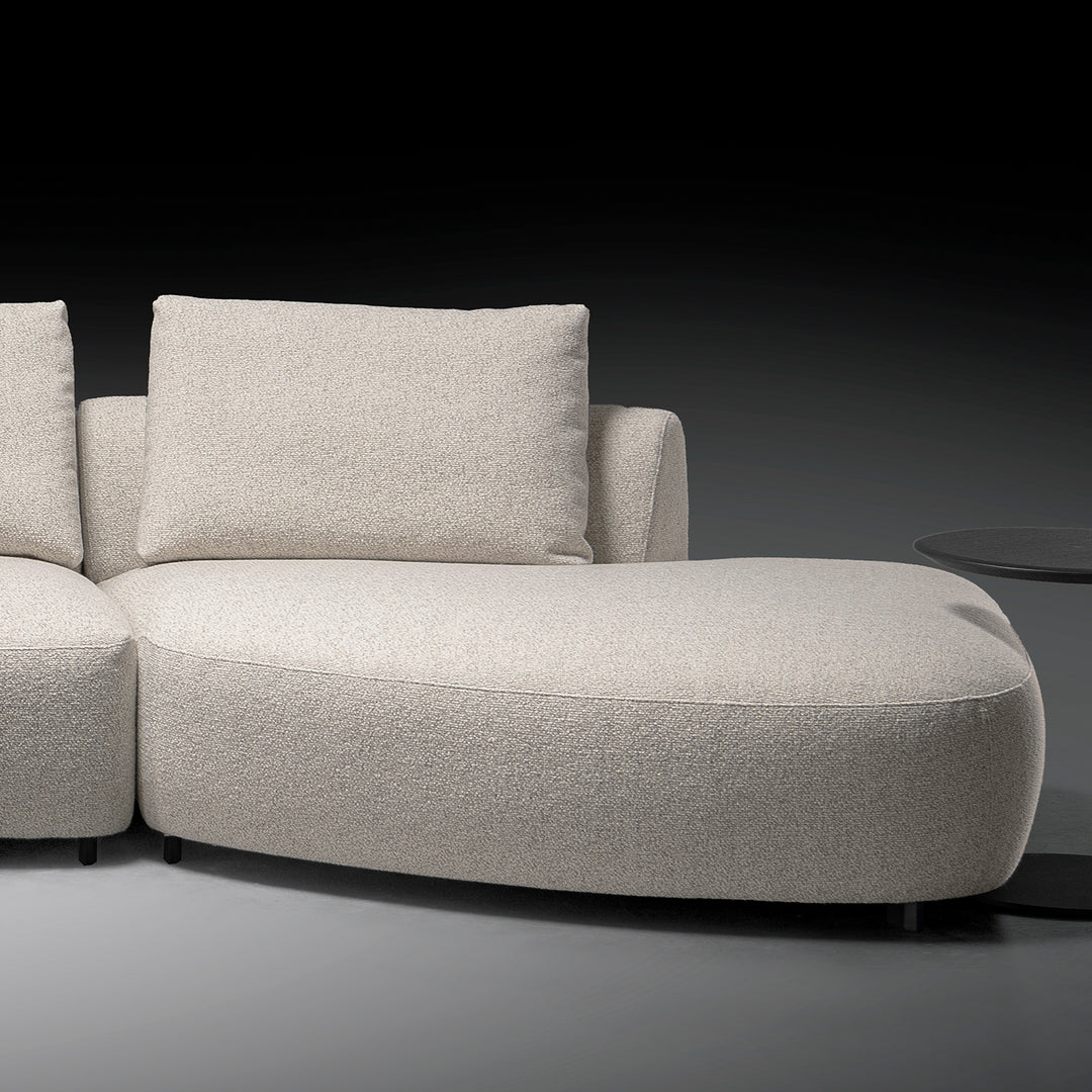 Cream boucle fabric modular l shape sectional sofa serene 3+l material variants.