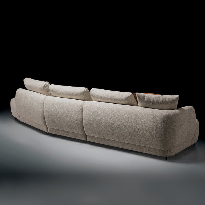 Cream boucle fabric modular l shape sectional sofa serene 3+l in details.
