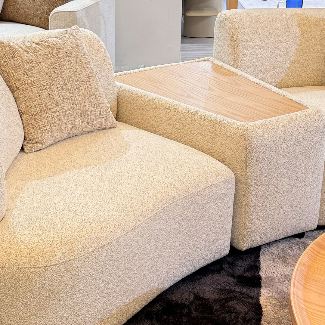Scandinavian boucle fabric modular side table rene conceptual design.