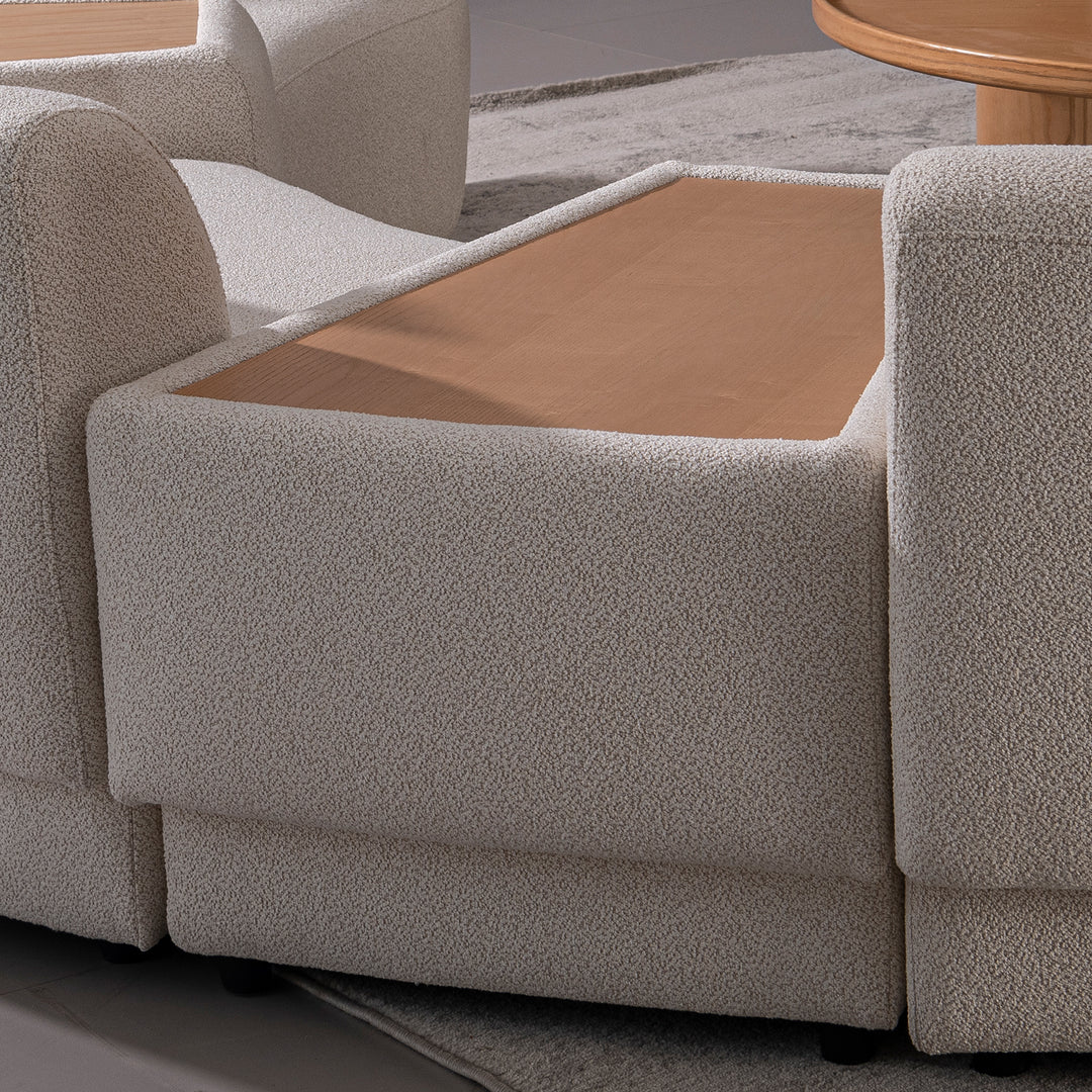 Scandinavian boucle fabric modular side table rene with context.