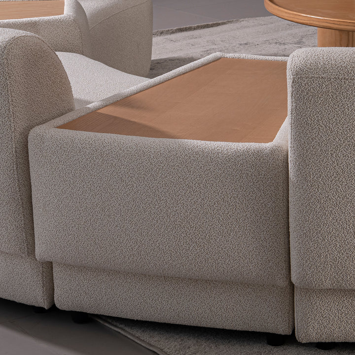 Scandinavian boucle fabric modular side table rene with context.