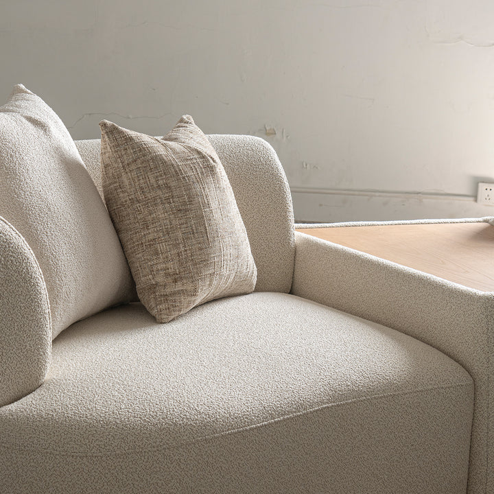 Scandinavian boucle fabric modular side table rene in details.