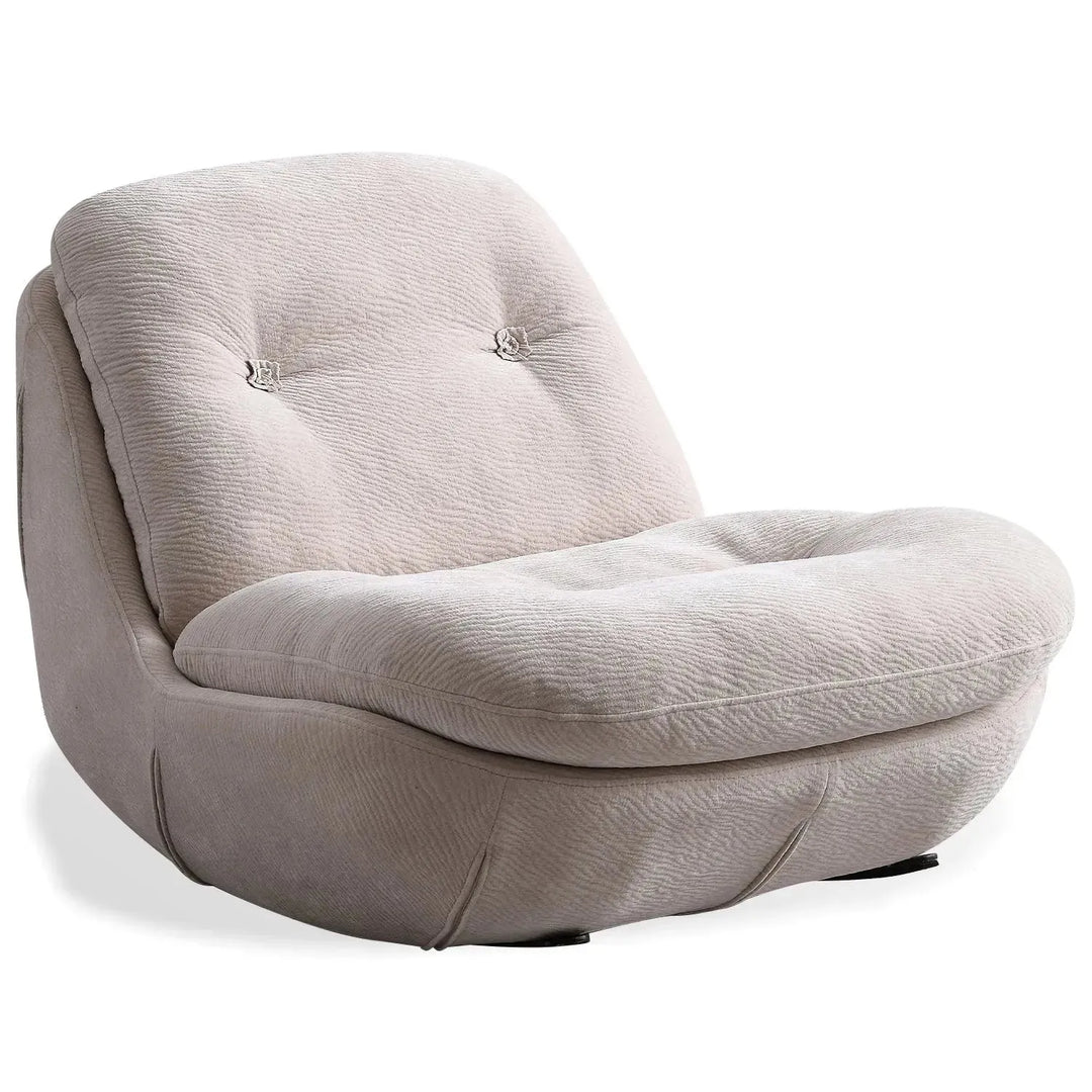 Cream chenille velvet fabric rocking 1 seater sofa nebula conceptual design.